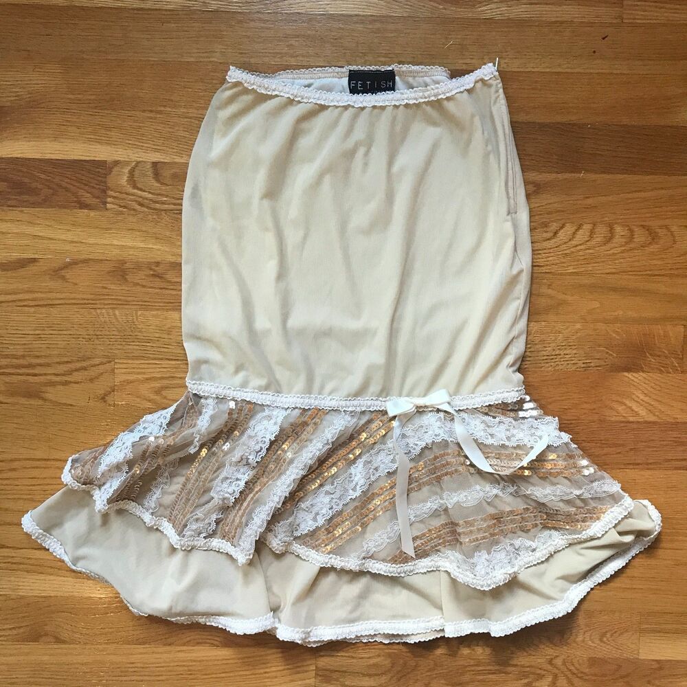 Lip Service Vintage Femmes of Folly Gothic Victorian Ivory Lace Sequined Skirt M